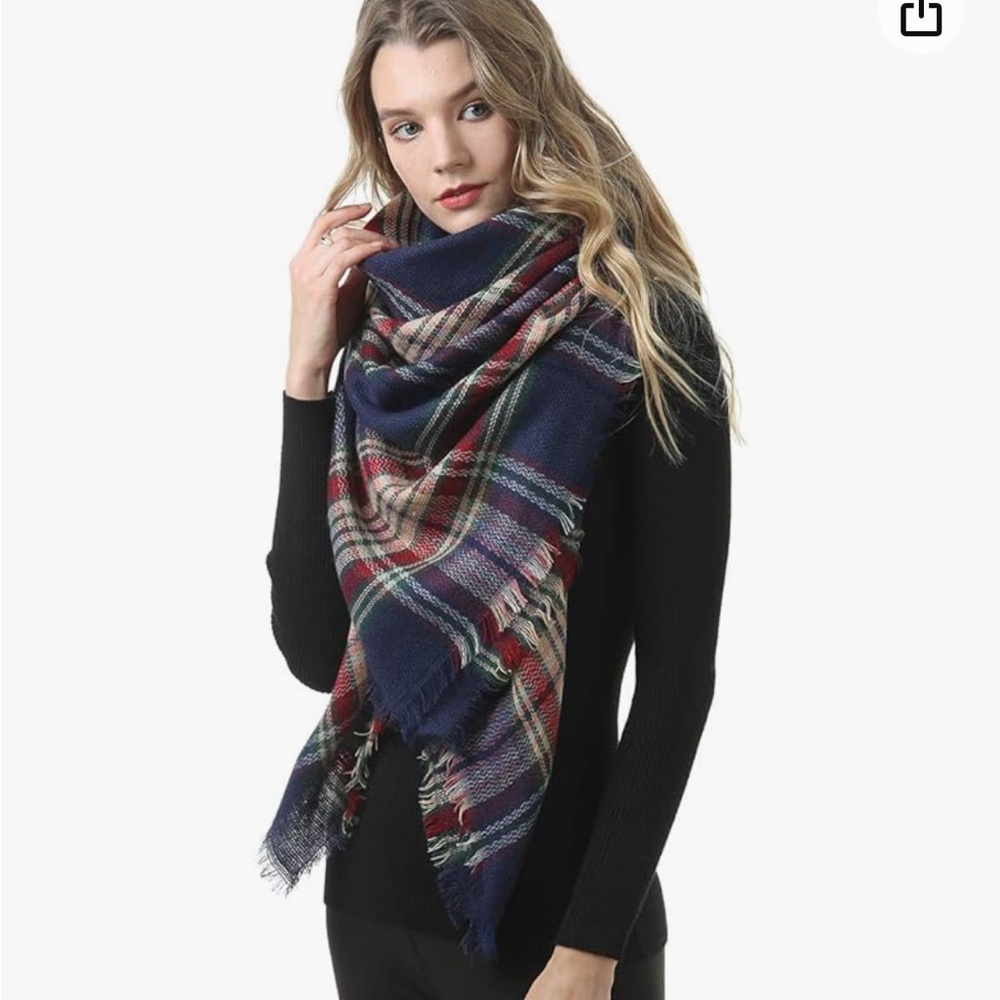 Blanket Scarf Plaid Long Warp Shawls Tartan Knit Winter Warm Lattice Scarves